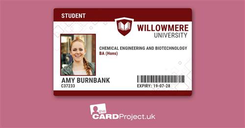 University Student ID Card Academic Maroon Shield